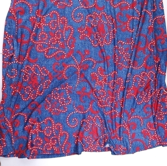Robert Louis Blue Red Patterned Poly Blend Maxi Skirt Sz S - Picture 11 of 12